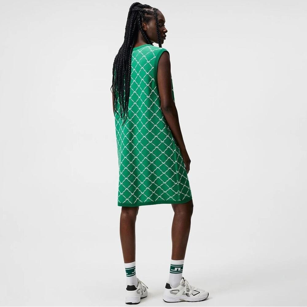 J.LINDEBERG Fiona Knitted Dress Bosphorus Green White Knit Oversized Small NEW - Picture 4 of 10